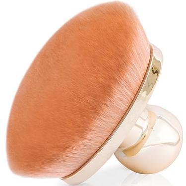 Imagem de Pincel de maquiagem corporal extragrande para autobronzeador – Escova corporal oval Kabuki de 115 mm de largura para mistura de bronzeador e desfoque, escova autobronzeadora de fibra vegana para