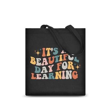 Imagem de AUSVKAI Sacola de lona estética para mulheres, lindas bolsas de algodão de tecido para compras na faculdade na praia e presentes modernos, Inspiração divertida, Large