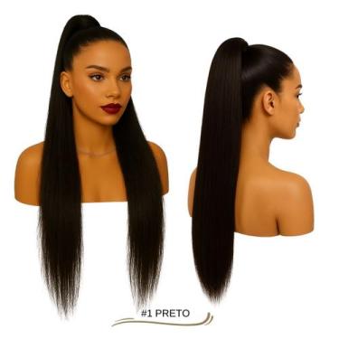 Imagem de Rabo de Cavalo Liso Ser Mulher Cabelo Yaki Straight Bio Vegetal Fibra 