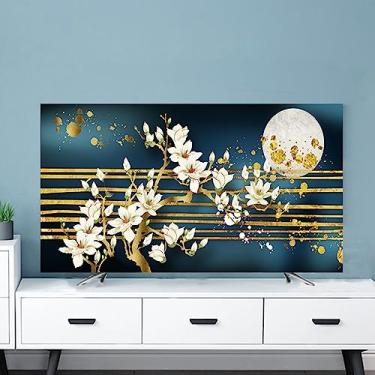 Imagem de Capa de TV All-Inclusive Protetor de Tela de TV Moderno Universal Curvado/Plano LED LCD Tv Capa Antipoeira Antiderrapante Montado na Parede Protetor de Tela de TV Decoração Casa-Azul Escuro-2||124.5