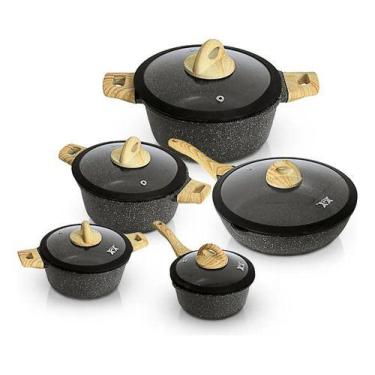 Imagem de Jogo De Panelas Antiaderente 5 Peças Ceramic Cores Cor Preto - XDX