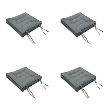 Imagem de Kit Com 4 Unidades Almofada Futon Confort Assento Para Cadeira Suede Liso 40x40(Cinza)