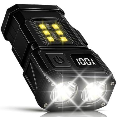 Imagem de Lanterna LED de Emergência 4000 Lumens Recarregável com RGB 7 Modos Imã USB Clip Compacta Mãos Livres Alta Potência Uso em Sinalização Resgate Noite Prevenção