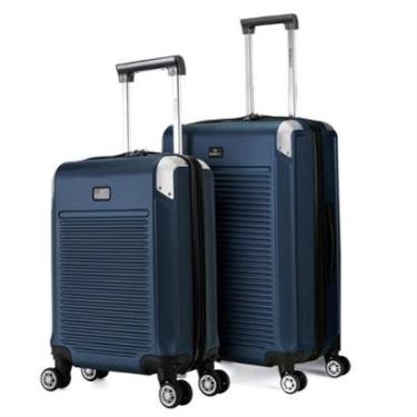 Imagem de Kit 2 Malas De Viagem Tsa Bordo Cadeado Moderna Rodinha 360 Azul Primícia-Unissex
