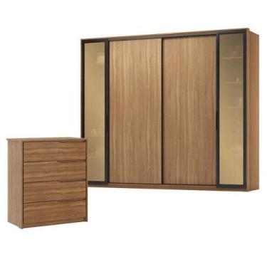 Imagem de Cômoda átria E Guarda Roupa Casal Laredo Amêndola Touch Nude Prime Fle