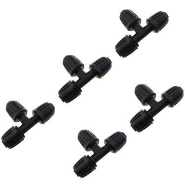 Imagem de MEETOOT Conjunto de 5 peças para irrigação por gotejamento de 1/5.1 cm com conector em T de farpa de bloqueio, para tubos de 1,27 cm ID x 1,7 cm OD, acessórios para tubos de irrigação reta