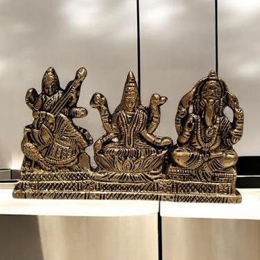 Imagem de Shiva Lingam Shop Lakshmi Ganesh Saraswati Estátua de 10,8 cm de comprimento, deuses hindus da boa sorte, riqueza, sabedoria, artes, templo Mandir Murti