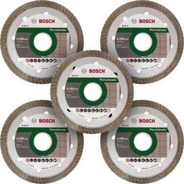Imagem de 5 Discos de Corte Diamantado Bosch para Porcelanato Fino 105mm