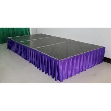 Imagem de Saia de mesa plissada branca, cortinas para cenário de casamento, toalhas de mesa, cobertura de mesa, palco de casamento para festa de evento, violeta, A150cm x C300cm