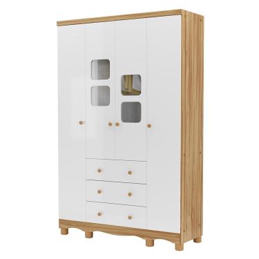 Imagem de Guarda Roupa Infantil Uli New 4 Portas e 3 Gavetas - Móveis Peroba