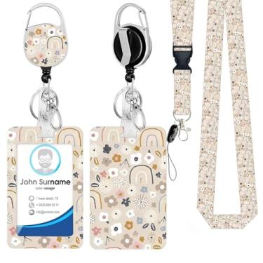 Imagem de Porta-crachá de identificação com cordão, suporte de crachá positivo com carretel retrátil removível para cartão de nome, protetor de identidade vertical, carretel de crachá para enfermeiras, médicas