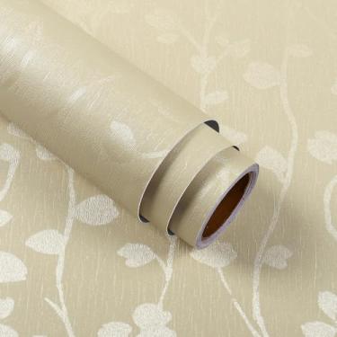 Imagem de VaryStyle Papel de parede amarelo claro texturizado papel de parede em relevo descascar e colar árvores amarelas ramos papel de contato para armários paredes autoadesivo removível adesivo em papel de