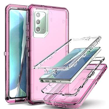 Imagem de YmhxcY Capa para Galaxy Note 20, capa durável de 3 camadas (sem protetor de tela) Capa de borracha sólida / capa transparente de teste de 4,9 m para Samsung Galaxy Note 20 - rosa transparente