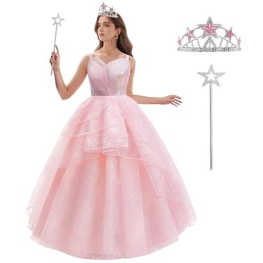 Imagem de Miltrs Fantasia feminina de bruxa boa bruxa rosa bolha tule fantasia para mulheres com varinha e coroa, rosa, P