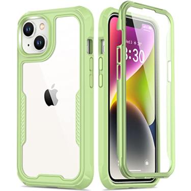 Imagem de FUNMIKO Capa para iPhone 14 Plus com protetor de tela, passagem de proteção resistente de grau militar de 6,4 metros. Capa protetora de plástico transparente com ajuste fino para Apple iPhone 14 Plus 6,7 polegadas verde menta