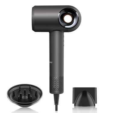 Imagem de Secador de cabelo, secador de cabelo iônico de baixo ruído de alta velocidade com difusor para secagem rápida, secador de cabelo profissional com controle térmico iônico negativo de 500 milhões, com
