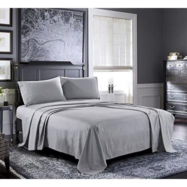 Imagem de Pure Bedding Jogo de lençol - California King [4 peças, cinza claro] - Hotel Luxury 1800 microfibra escovada - macio e respirável - lençol com elástico alto, lençol de cima, fronhas
