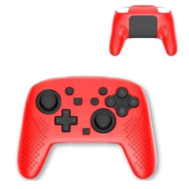 Imagem de RDFJ Capa protetora compatível com controle Nintendo Switch 2 Pro, silicone macio, anti-arranhões, à prova de choque (vermelho)