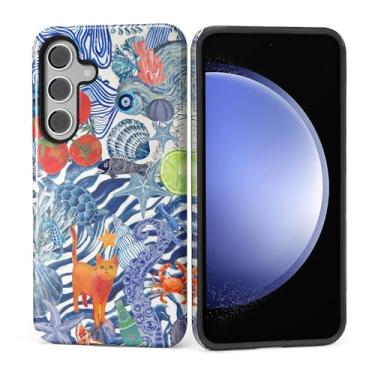 Imagem de Kapadiy Capa para Samsung Galaxy S24 [Design Estético de Concha de Cereja Leopardo] - Proteção Dupla Híbrida (Silicone + PC Rígido) Capa Protetora à Prova de Choque para Homens e Mulheres