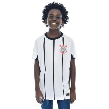Imagem de Camisa Corinthians Listrada Raglan, Infantil, Branca, 14