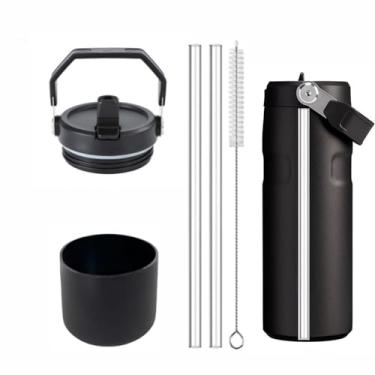 Imagem de 1 peça de substituição para tampa de copo Stanley IceFlow Flip Straw 2.0 garrafa de água 680 g, além de bota protetora de silicone para fluxo de gelo de 680 g, com 2 canudos de substituição e 1 escova