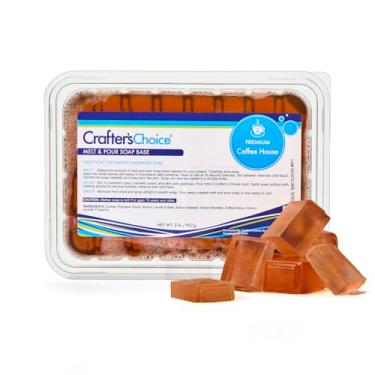 Imagem de Crafter's Choice Base de sabão premium para derreter e derramar glicerina para fazer sabão e projetos de artesanato DIY, bloco de 900 g (cafeteria)