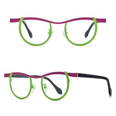 Imagem de VFDHN Armação de óculos de acetato de titânio para homens e mulheres (rosa verde C3)