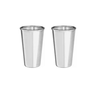 Imagem de Kit 2 Copos Aço Inox Agua Suco Resistente 200Ml Inquebrável