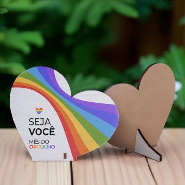 Imagem de Kit 10 Enfeite Decorativo Coração MDF LGBT - R9 Decor, SEJA VOCÊ MÊS D