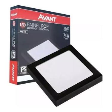 Imagem de Plafon Led Sobrepor Quadrado 24w Painel Preto 6500k 30x30 - Avant, Pla