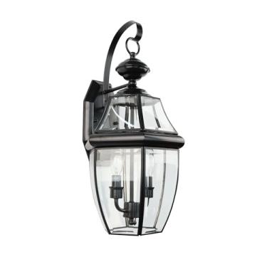 Imagem de Luzes de parede externas, luminárias externas grandes de 50,8 cm, 2 arandelas de parede à prova d'água com persianas de vidro, lanternas externas de alumínio para varanda fazenda pátio porta quintal