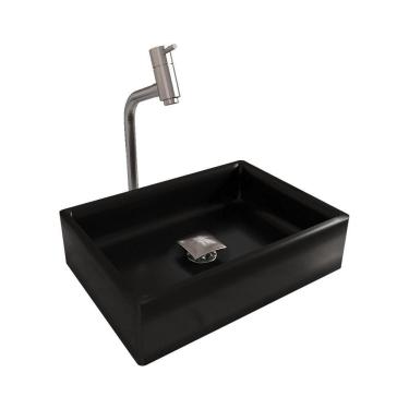 Imagem de Cuba Pia Banheiro Torino Torneira Dl08 Valvula Inox Click Preto Preto