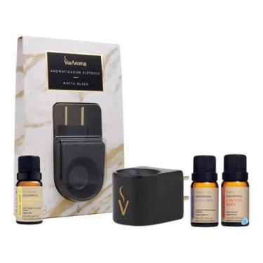 Imagem de Kit Aromatizador Elétrico Porcelana Preto + Óleo Essencial Lavandin - 