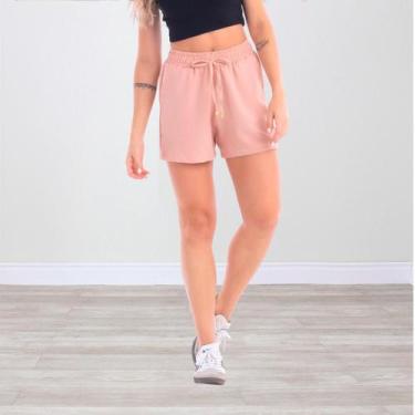 Imagem de Shorts Básico Feminino Tecido Crepe Duna - Ju Ribeiro Ind, Rosa bebê, 