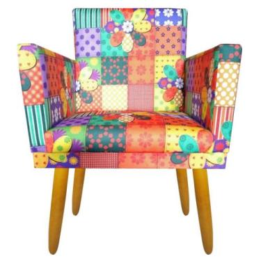 Imagem de Poltrona Nina Cr suede patchwork para sala - JBF