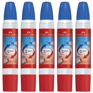 Imagem de Cola Gel Faber Castell 2 Bicos Escola Artes Transparente Kit - Faber-C