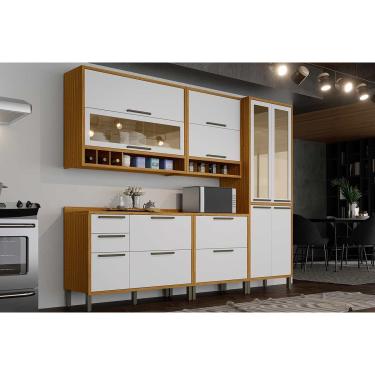 Imagem de Kit de Cozinha Completa 5 Peças Syrah (2Aéreos+2Balcões+1Paneleiro) C5P07 Amendoa/Off White - Ronipa