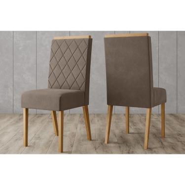 Imagem de Kit 2 Cadeiras Sala Jantar Nina 2 Un Nature/Suede Marrom Amendoa - Henn
