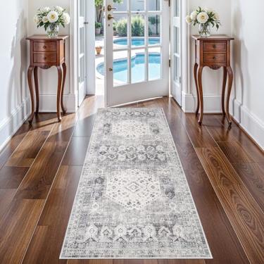 Imagem de RUUGME Tapete passadeira de 1,5 x 3,7 m para corredor: Tapete lavável, fácil de limpar, para entrada, quarto, cozinha, antiderrapante, borda não enrola, vintage – Perfeito para áreas de alto tráfego