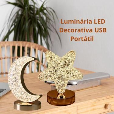 Imagem de Luminária LED Decorativa USB Portátil Estrela 3 Cores de Luz, Toque Se