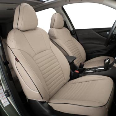 Imagem de Capas de assento de carro EKR para conjunto completo de ajuste personalizado para Select Subaru Forester 2010 2011 2012 2013 - Couro sintético (bege)