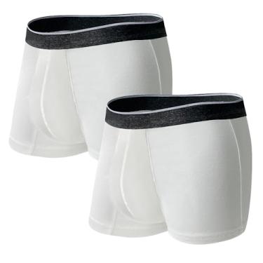 Imagem de KARSWATT Cueca boxer lavável para incontinência urinária masculina, absorvente frontal, à prova de vazamento, para controle da bexiga, pacote com 2 (3GG, branca), Branco, 3G