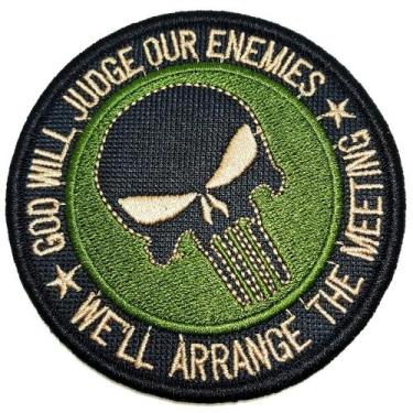Imagem de Caveira Deus Julgará Patch Bordado Fecho Contato Para Camisa - BR44