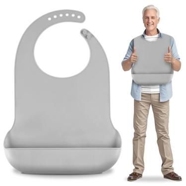 Imagem de Babador para adultos TaoTazon ajustável de silicone impermeável cinza