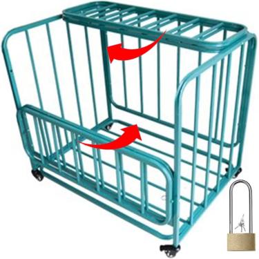 Imagem de Loja De Contêineres De Cesta De Armazenamento De Bolas, Garagem Escola Jardim De Infância Gaiola De Basquete Rack Organizador De Equipamentos Esportivos Caixa De Futebol, Green, 100x70x82cm