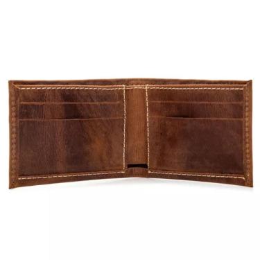 Imagem de Carteira Slim Compacta Masculina Em Couro Legítimo Durável Crazy Horse Caramelo