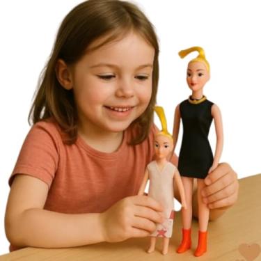 Imagem de Bonecas Mãe e Filha com 2 Acessórios – Kit Educativo para Meninas de 3 a 7 Anos
