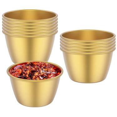 Imagem de 12 peças de copos pequenos para molho, copo de molho de ramekin de aço inoxidável, tigela de molho de ramekin de 60 ml, mini copos de molho de 50 ml, copos de condimento de pudim, recipientes de