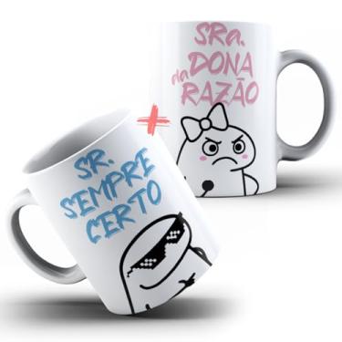 Imagem de Kit Com 2 Canecas Xícaras de Porcelana Cerâmica Personalizadas Com Estampa Presente Dia Dos Namorados Sr Sempre Certo e Sra Dona da Razão MD4