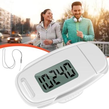 Imagem de LCZNXJJY Pedômetro 3D para contador de passos com luz de fundo e cordão, rastreador de passos preciso LCD simples pedômetro de caminhada, monitor diário para homens, mulheres, crianças, idosos,